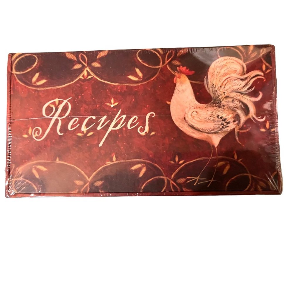 Lang Co ROOSTER Camborne Recipe Box File EASEL Lid 4"x6"Divider Cards Winget NIP